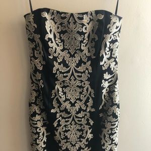 Cocktail dress - black w/gold embroidered design